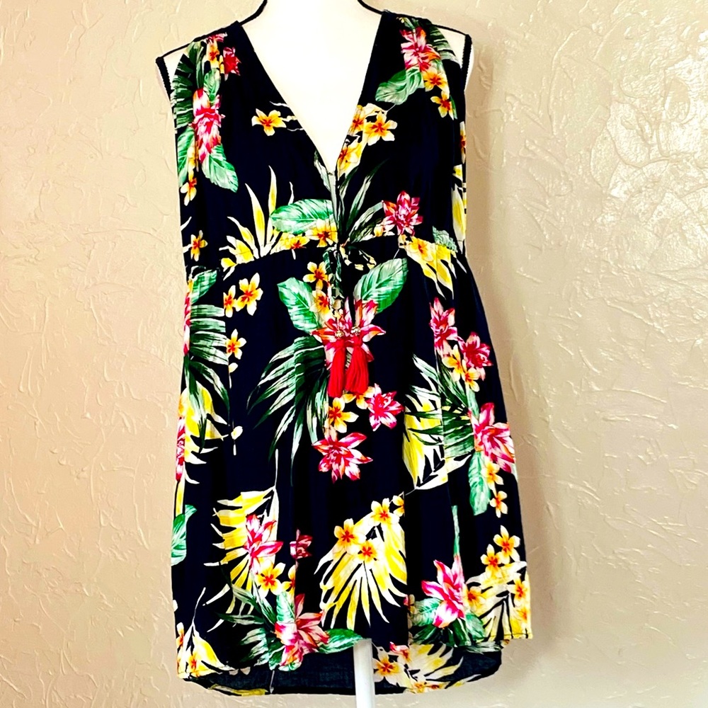 Blue Island small tropical dress/beach cover up